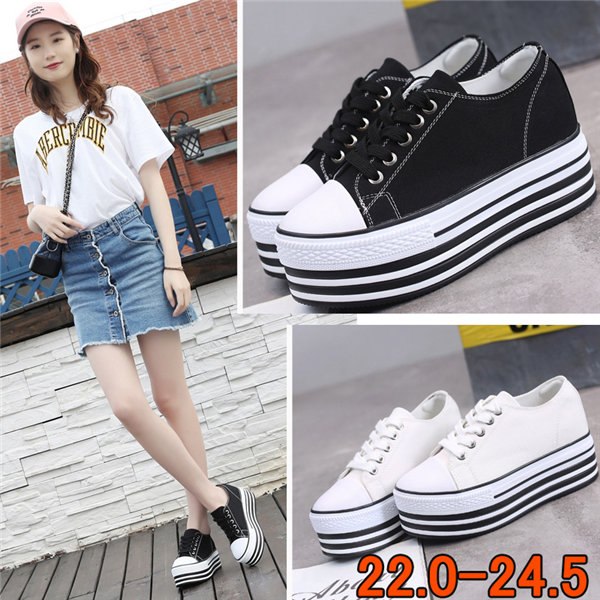 厚底 スニーカー インヒール レディース 靴 春夏 厚底スニーカー カジュアル おしゃれ ヒール7cm 普段履き 美脚 通学 オシャレ 履く便利 韓国風 黒 白 di053zbzbg5