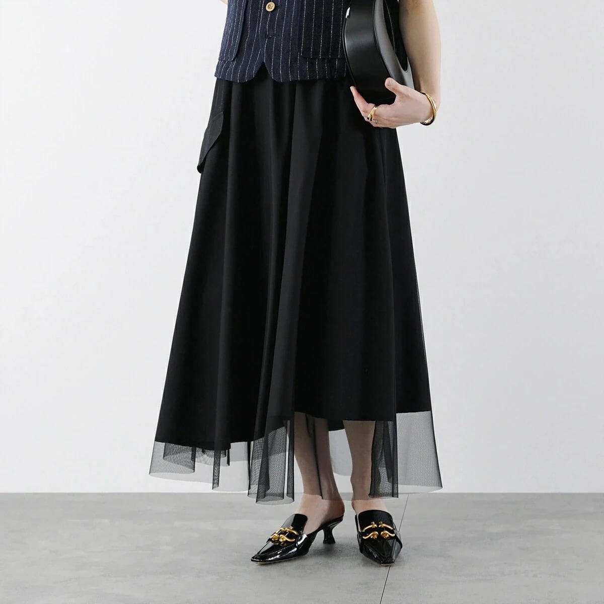 MARECHAL TERRE マルシャル・テル スカート ZMT251SK028 レディース リバーシブル 2way チュール フレア ギャザー ミモレ丈 00 【mega】