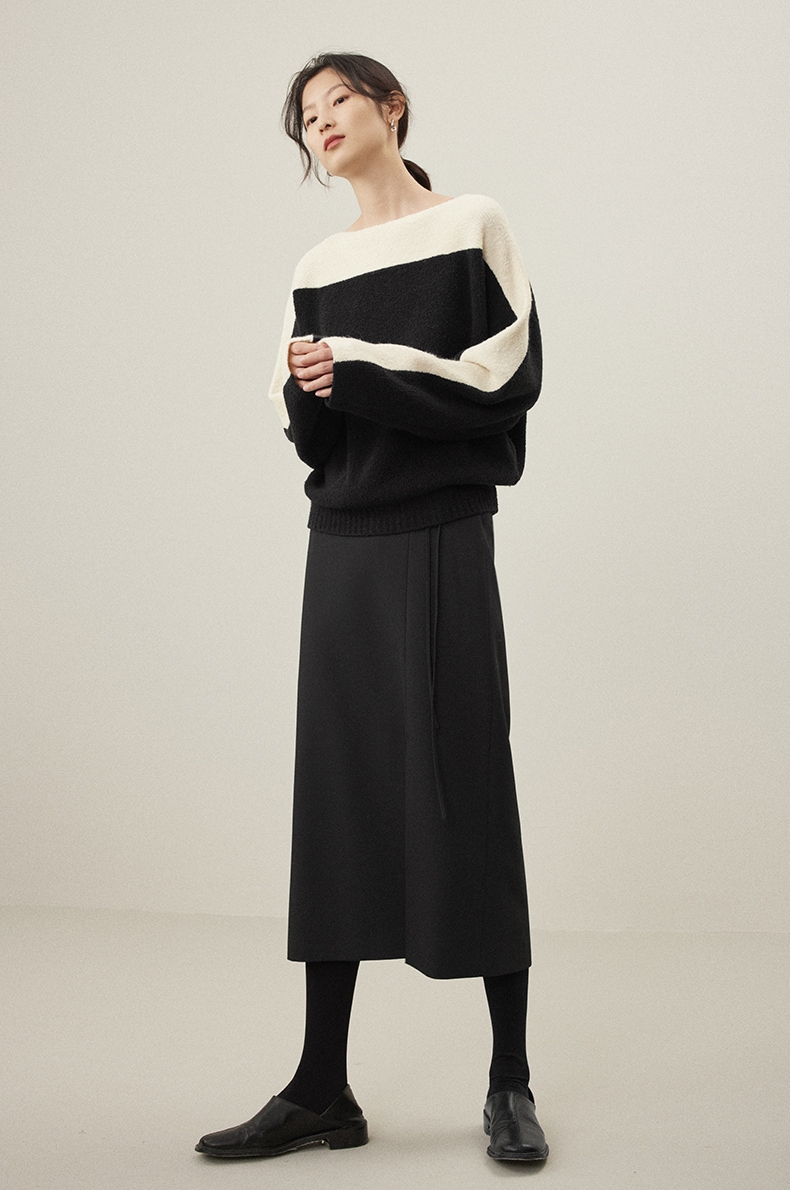 レディース 個性的なデザイン ループ ウール ニット セーター 女性 冬 カラー コントラスト カラー セーター S M L トップス 袖あり かわいい 大人可愛い きれいめ シンプル カジュアル