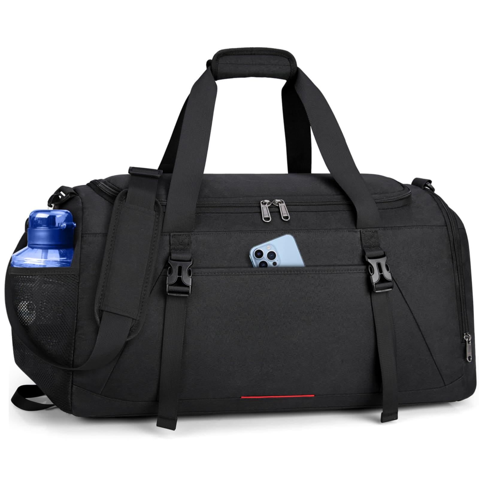 ボストンバッグ 大容量 スポーツバッグ 撥水 靴収納 乾湿分離 2WAY 肩かけ ヨガマット収納 スーツケース固定 お手入れ簡単 ジム通い 修学旅行 旅行バッグ ブラック 黒 55L