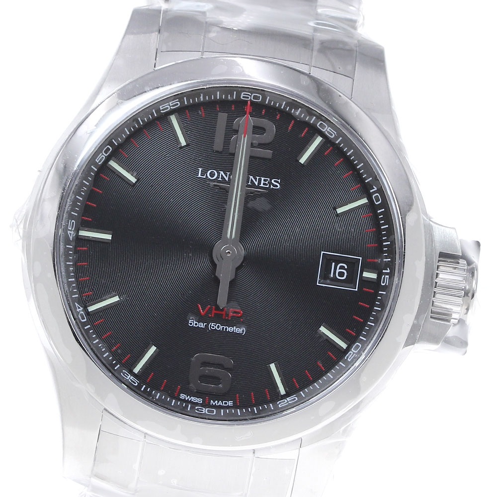 ロンジン LONGINES L3.716.4 コンクエスト V.H.P. デイト クォーツ メンズ 未使用品 箱保証書付き_824253【中古】