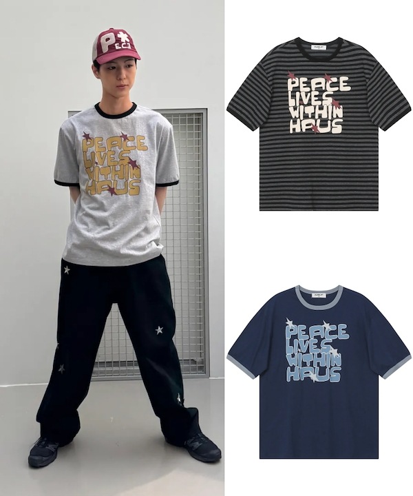 韓国 ユニセックス ロゴTシャツ[BAUF] PEACE RINGER T-SHIRT MUSINSA | BAUF Peace Ringer T-Shirt [Stripe Black]