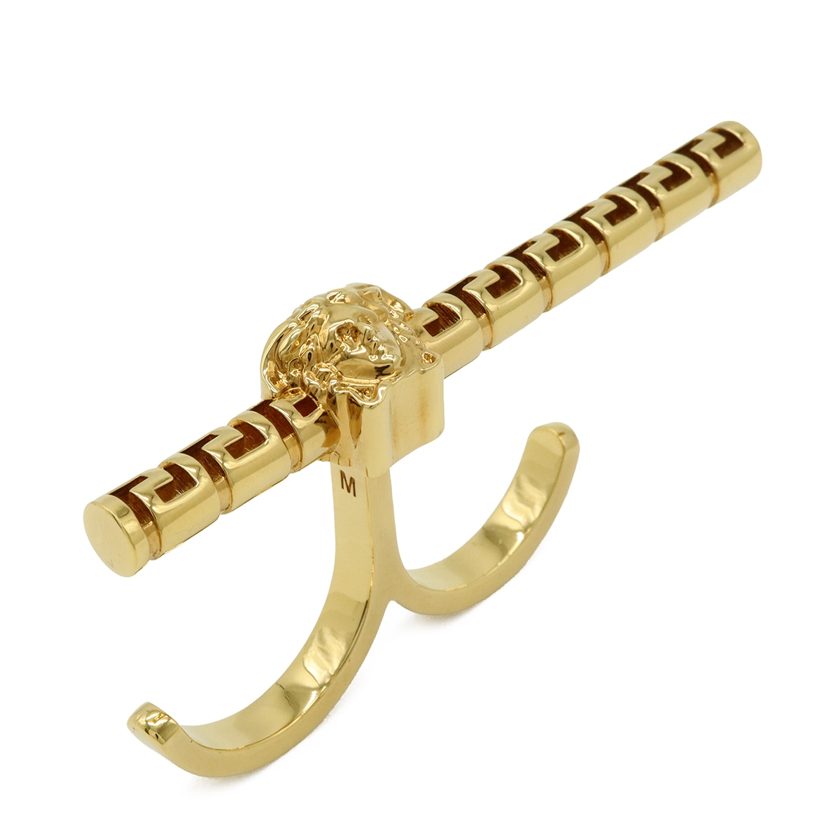 VERSACE ヴェルサーチェ ヴェルサーチ ベルサーチ メドゥーサ メデューサ グレカ ダブルリング 指輪 GP ゴールド Mサイズ