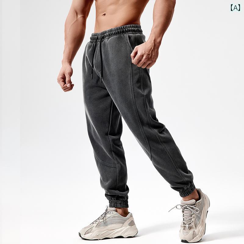 メンズ パンツ スウェット 厚手 暖かい 綿 スポーツ 弾性 通気性 ランニング フィットネス 秋冬