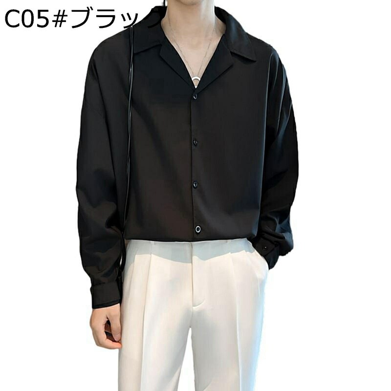 長袖シャツ 開襟シャツ メンズ カジュアル 薄手 ビジネス 春秋 無地 シンプル 男性用 軽量 通勤 作業服