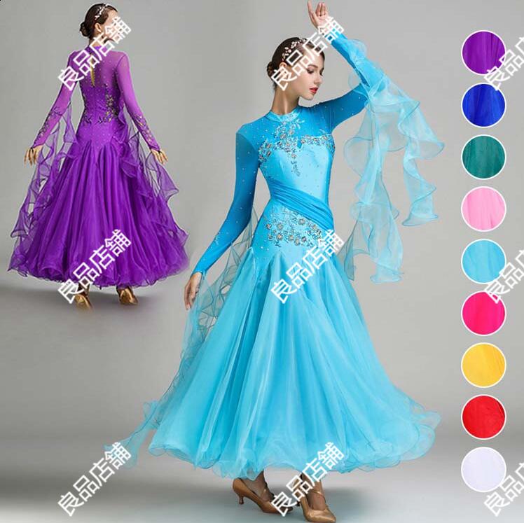 新品登場 高品質社交ダンスドレス 首飾り付き パンツ付き ステージ衣装 競技用ドレス 練習着 演出用 長袖モダンダンススカート レッスンウェア ワルツ タンゴ衣装 モダンドレス スタンダードドレス