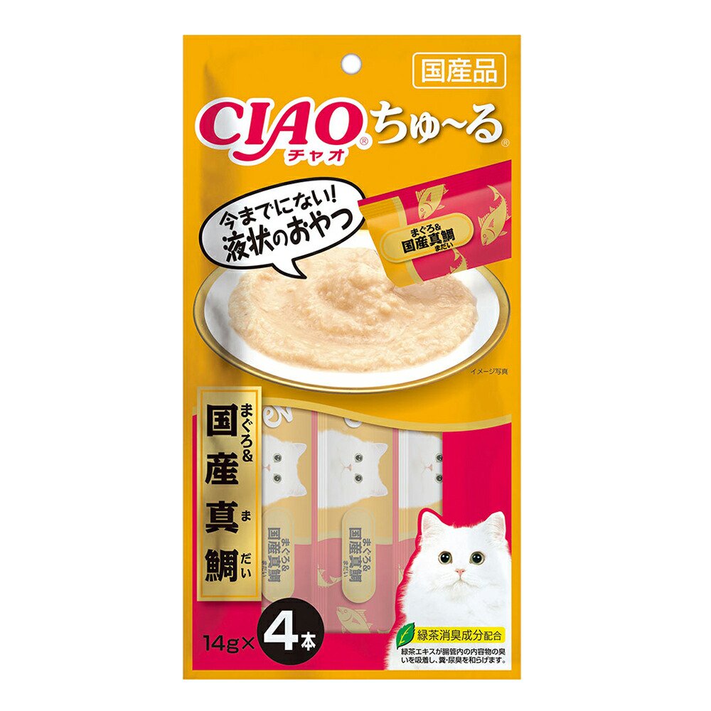 いなば　ＣＩＡＯ　ちゅーる　まぐろ＆国産真鯛　１４ｇX４本X４８　ちゅーる　チュール　猫　ＣＲＣ35―04―25―00―00