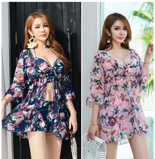 レディース 女性 女の子 ガールズ 水着 3セット 上下セットスカート ビーチ 海水浴 花柄 オシャレ セクシー 上品 人気 夏 2400