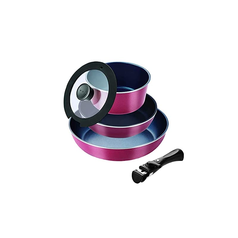 【即納】パール金属 スタックプラス ブルーダイヤモンドコートIH対応クックウェア5点セットA レッド HB-5629