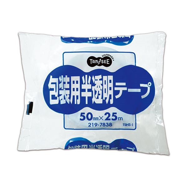 （まとめ） TANOSEE 包装用半透明テープ 50mmx25m 1巻 [x30セット]