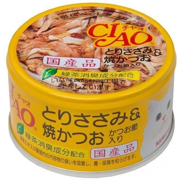 （まとめ買い）いなば とりささみ＆焼かつお かつお節入り 85ｇ 猫用缶詰 キャットフード [x24]