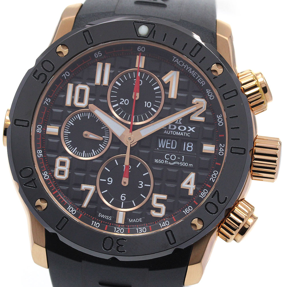 エドックス EDOX 01122-37R-NBR8 クロノオフショア1 デイデイト クロノグラフ 自動巻き メンズ 美品 箱・保証書付き_861335【中古】