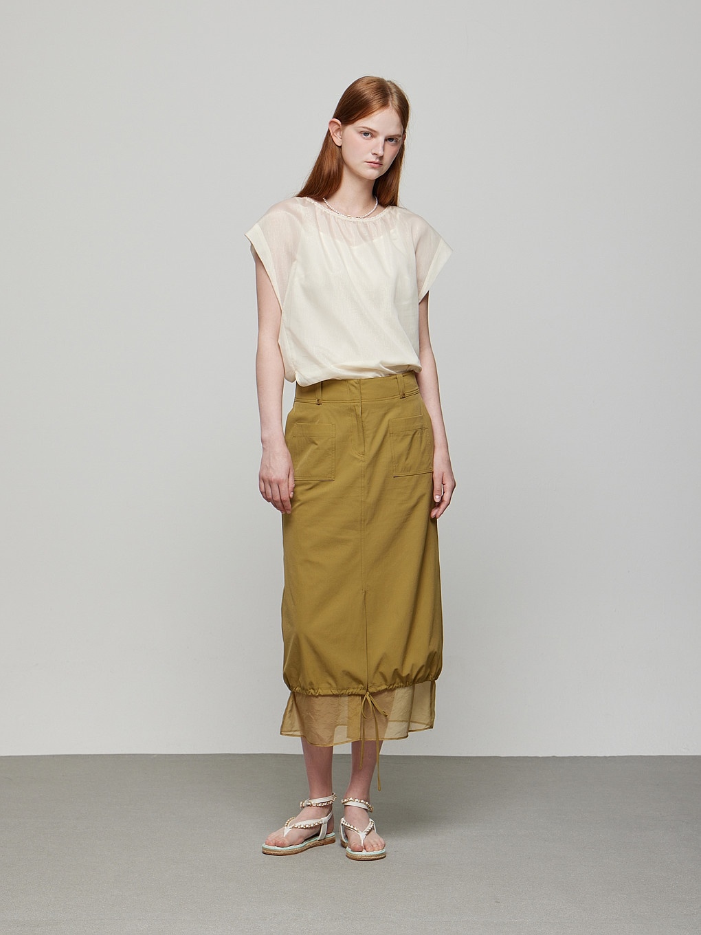 DEWL メタル·シアー·ブラウス