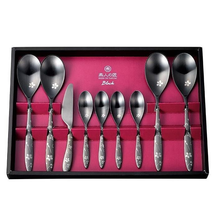 燕人の匠 ブラック 桜吟/カトラリー9pcs ECTB-1501