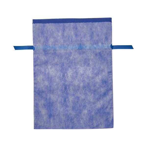 （まとめ）店研創意 不織布リボン付きギフトバッグ ネイビー 31x43x12cm 10枚[x5]