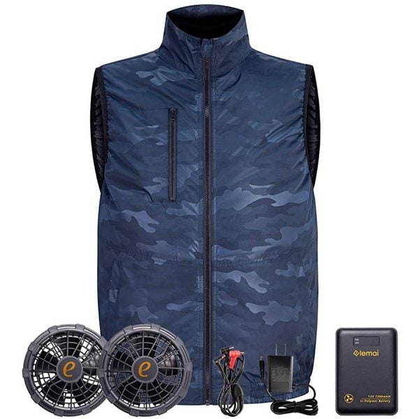 空調服ベスト チタン空調 服 12V高電圧出力 ファン バッテリー セット 作業着 2021年モデル