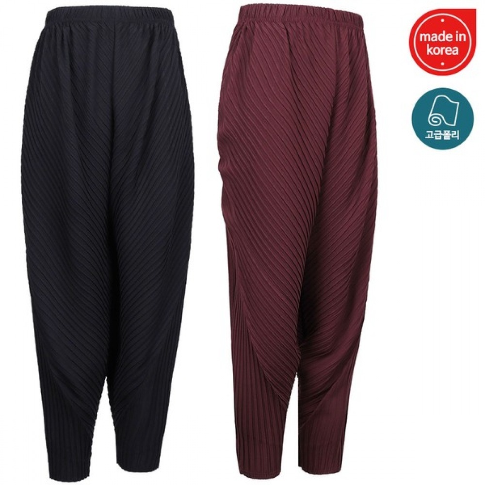 (ノーブルジーンズ) F 女性用プリーツパンツ国産プリーツパンツリンクルゴムバンドボディリフトパンツ 5,303円