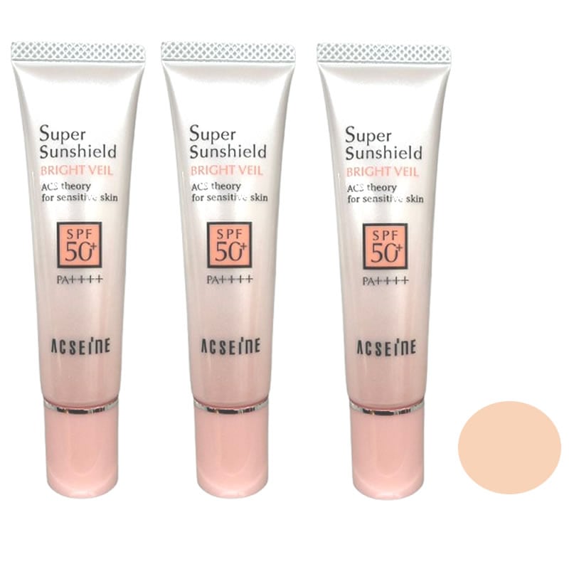 アクセーヌ スーパーサンシールド ブライトヴェール 01 ピンクベージュ SPF50+PA++++ 22g 3個セット