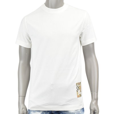 BURBERRY ホワイト Tシャツ XS BURBERRY バーバリー CHECK LABEL T-SHIRT/チェックラベルロゴ Tシャツ
