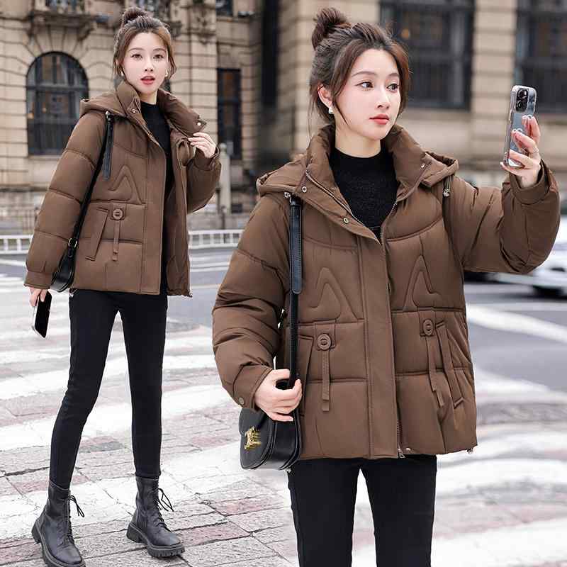秋服 レディース ファッション オシャレ カワイイ シンプル 大人カワイイ 大きいサイズ 冬 コットンコート 韓国ファッション スタイル ダウン フード付き コットン ジャケット