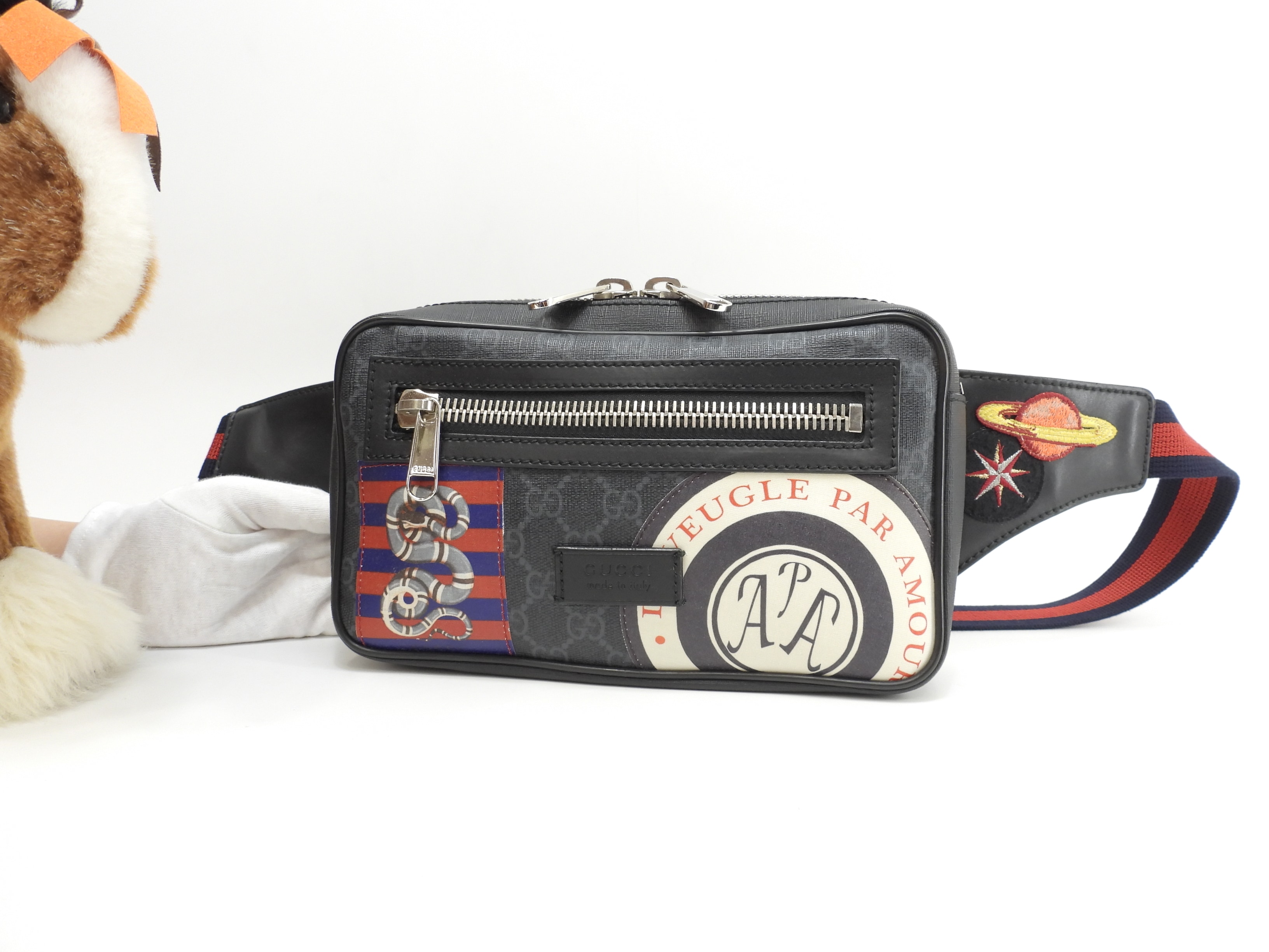 ベルトバッグ WebGGシュプリーム スネークオールド黒 ボディバッグ ウエストバッグ@ 2