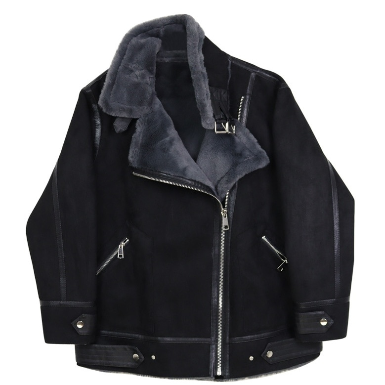 アウター コート ライダース ミディアム丈 長袖 ハイネック 襟付き 前開き ファスナー ポケット スエード かわいい 大人可愛い きれいめ シンプル 上品 おしゃれ かっこいい カジュアル レトロ