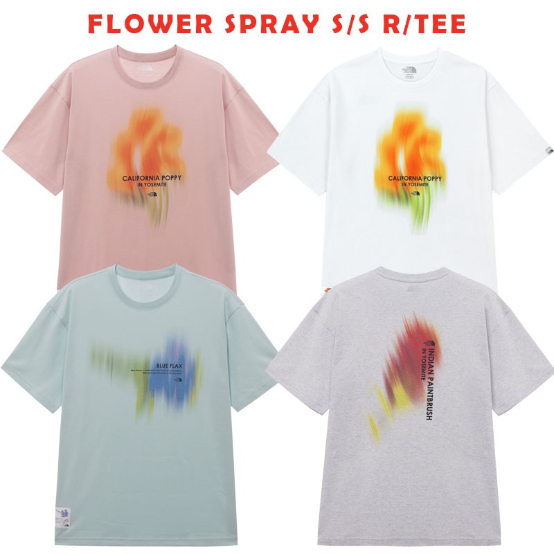 韓国正規品保証 関税負担なしNT7UR09J FLOWER SPRAY S S R TEEデイリー 基本 着装 男子 女子 人気 韓国 ファッション 男女共用 アウトドア