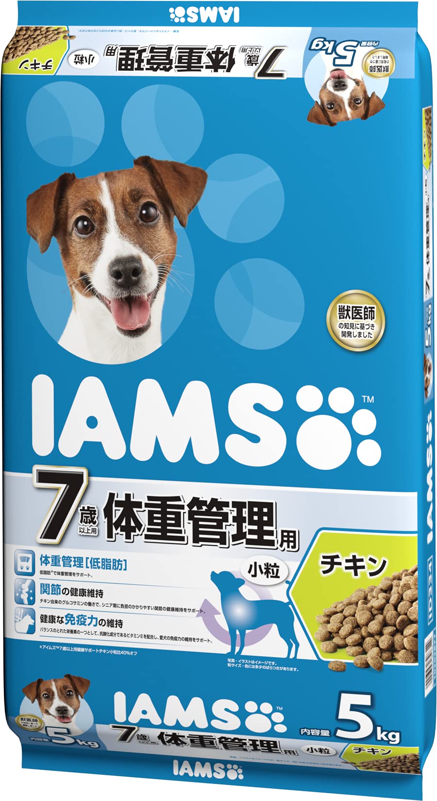 アイムス (IAMS) ドッグフード 7歳以上用 体重管理用 小粒 チキン シニア犬用 5kg