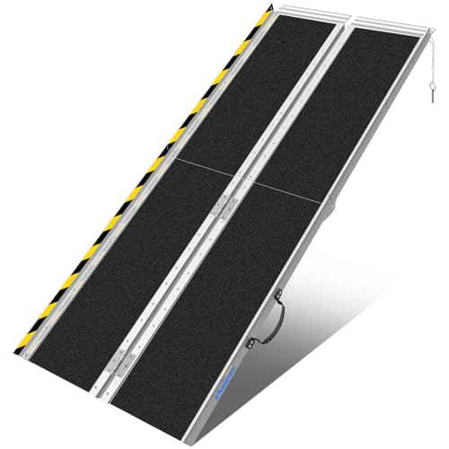 Ruedamann 車椅子 スロープ 長さ183*幅73cm 耐荷重300kg 車椅子 用 スロープ 滑り止めアルミスロープ 折り畳み車椅子用ス