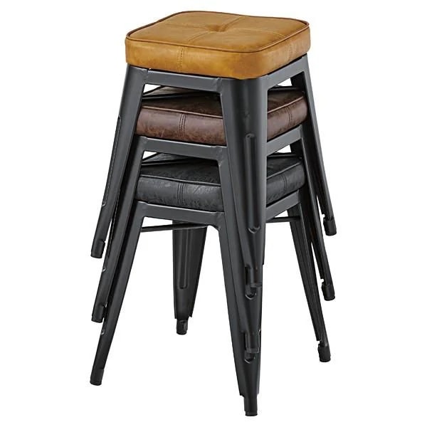 スツール 椅子 クッション座面 フェイクレザー 合皮 おしゃれ 高級感 スタッキング可能