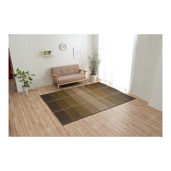 1070480064203 ラグ 小林製薬 持続性抗菌剤 KOBA-GUARD 制菌 抗菌防臭 滑り止め ウレタン 不織布 夏 い草 グラデーション ブラウン 約190×250cm メーカー直送