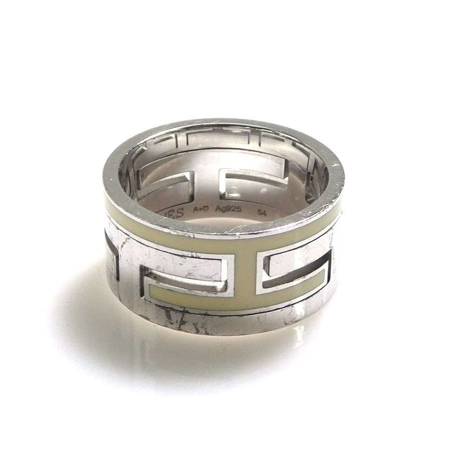 エルメス HERMES リング・指輪 ムーブアッシュ シルバー925/エナメル シルバー/オフホワイト レディース 13.5号 e59129a