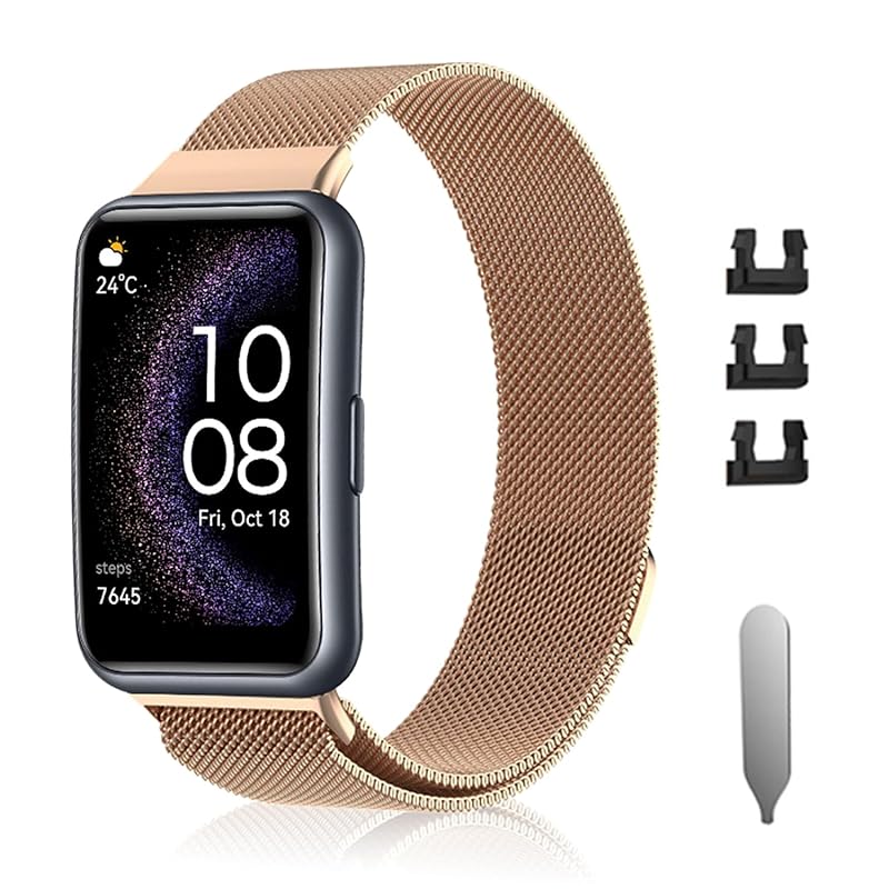 [AiMaoo] バンド Huawei Watch Fit/Huawei Watch Fit Special Edition 対応 交換バンド ステンレス鋼 磁気付き スポーツバンド マグネット式 お