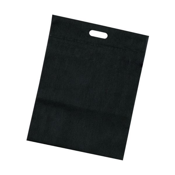 （まとめ）不織布小判抜き手提げバッグ M ブラック THKB-M-BK 1パック（10枚）[x5]