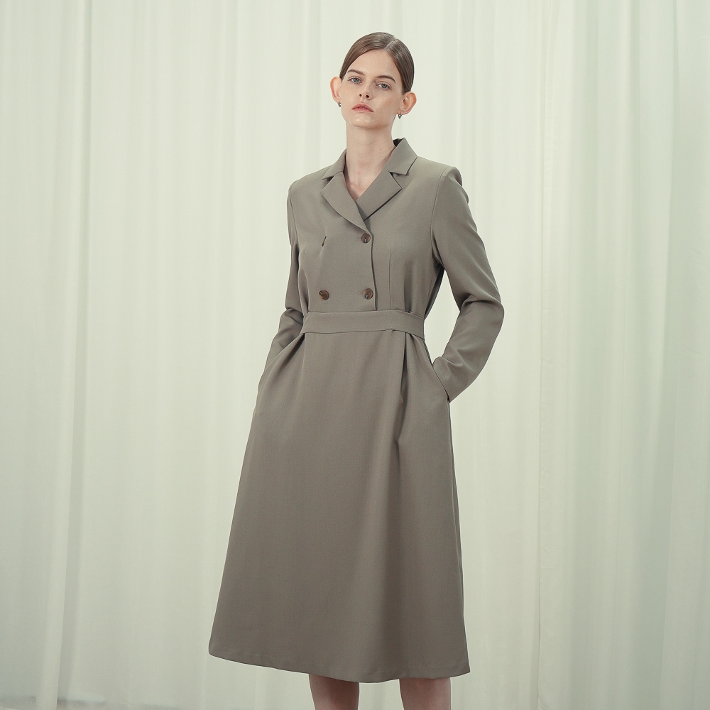 ACUD ダブルブレストドレス_ベージュ