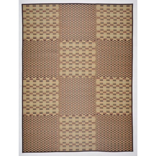 81948410 涼しさを感じられる和風な市松柄のい草ラグ キハチ 120180 ブラウン メーカー直送