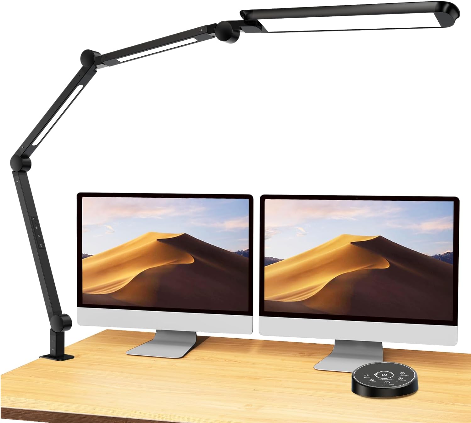 BeaNet デスクライト LED 「無線リモコン・3光源Max版・平面発光・独立制御」 4段階調光調色 クランプ 電気スタンド 「15W・PSE認証済」 多角度調節 幅広 スタンドライト