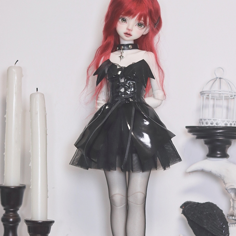 BJD 1/4 ドール服 ワンピース 4点セット 黒 MSDサイズ球体関節人形用衣装 ドールウェア