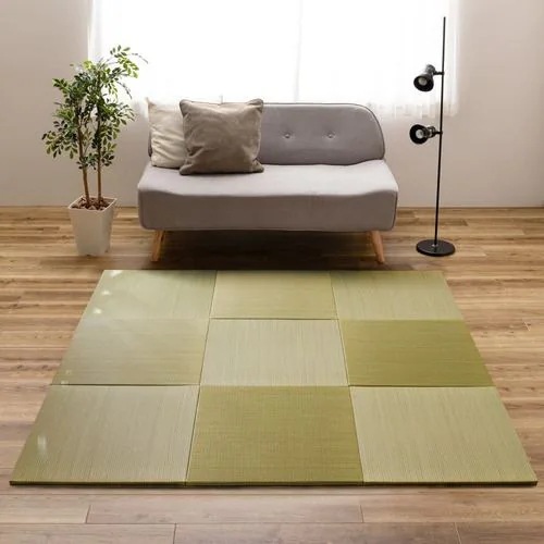 【メーカー直送品】萩原 【6枚組】置き畳フラッタ 四季 約65×65×1.5cm グリーン