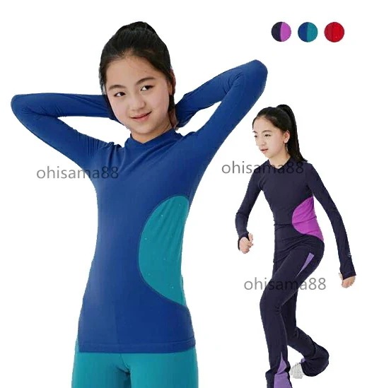 おうち時間を快適に！単品 フィギュアスケートウエア 練習衣装 アイス上着 長袖 Tシャツ 練習着 トップス インナーウェア フィギュアスケート トップス トレーニング 子供 女子 大人 ヨガ服 女性