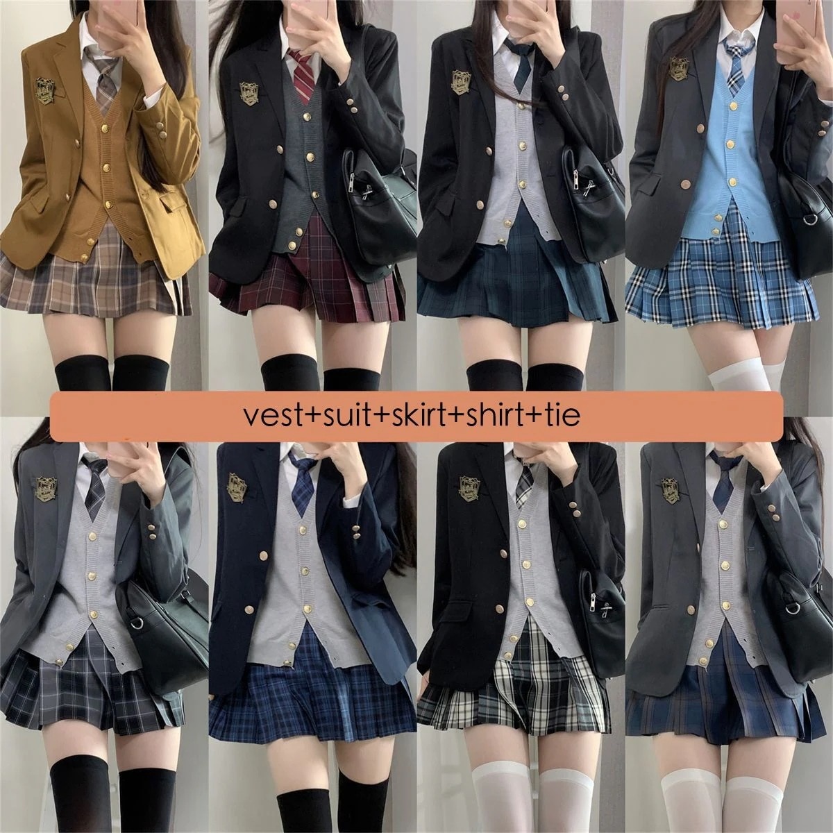 制服 セット プリーツスカートスーツ卒業式少女 4点セット ミニスカート チェック柄 スカートスー