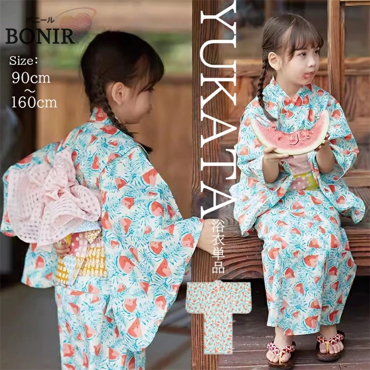 浴衣 キッズ 子供浴衣 女児 ガールズ スイカ柄 ゆかた 可愛い浴衣 娘 ブルー 女の子 浴衣 簡単着付け 花火大会 夏祭り 和服 ハロウィン 夏ファッション ダンス発表会 着物 夏服 和装 カジュア