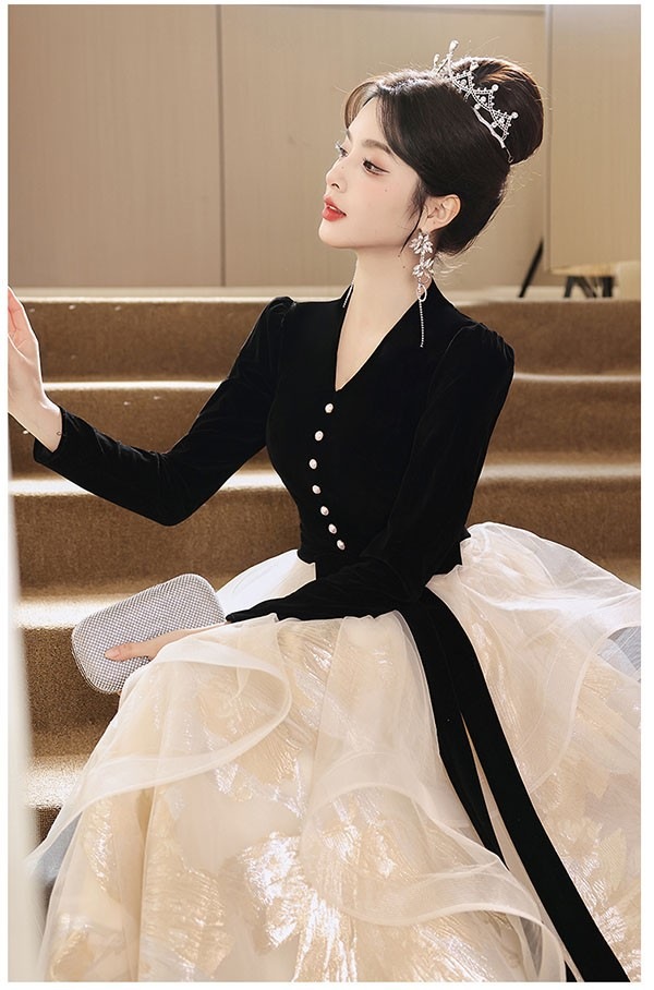 ワンピースドレスドレスロング丈 演奏会 ワンピース ピ イブニングドレス ぽっちゃり 大人可愛い ステージドレス 袖付き 大人 成人式 パーティードレス 大きいサイズ 発表会 女子会 ドレス Aラ