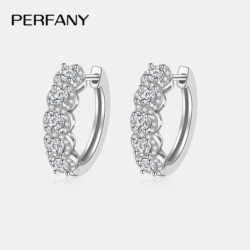 PERFANY すべてモアッサナイト フープ イヤリング レディース 100% 純銀 ラボ ダイヤモンド エレガント ハイジュエリー パーティー ギフト