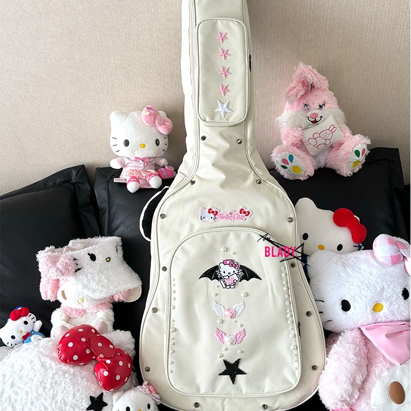 アコースティックギター 初心者 ギター 練習 おしゃれ 練習用 初心者用 アコギ 入門個性的なギターバックパック【厚い】白い低音袋