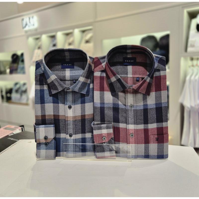 長袖レギュラーフィット起毛ビッグチェックカジュアルシャツ YJEWBR132_s