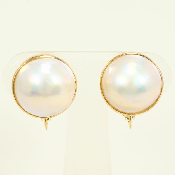K18 18金 YG イエローゴールド イヤリング 半形真珠 カード鑑別書 ジュエリー 中古