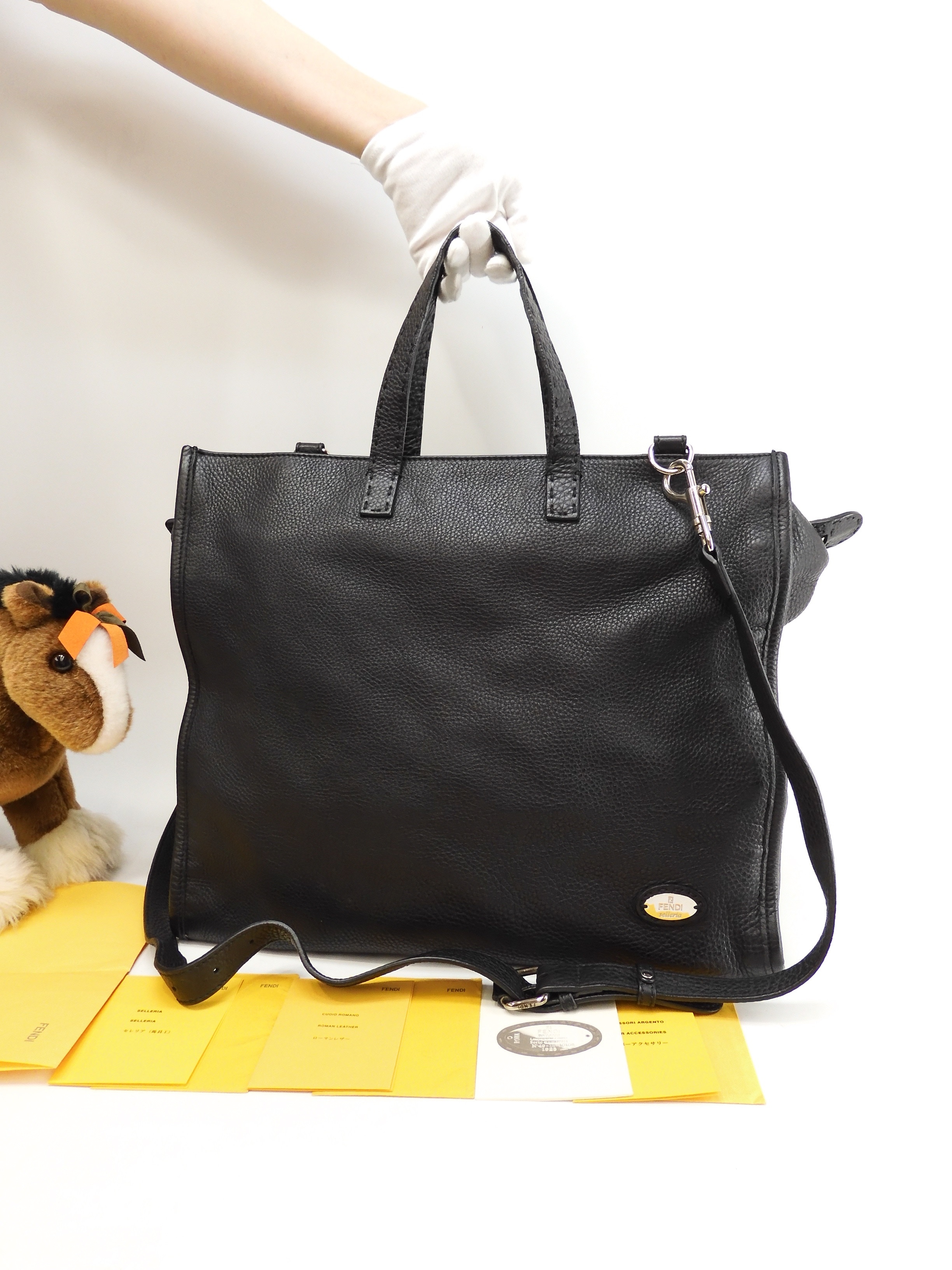 トートバッグ セレリアレザー 黒 s付メンズハンドバッグ 美品@ 9