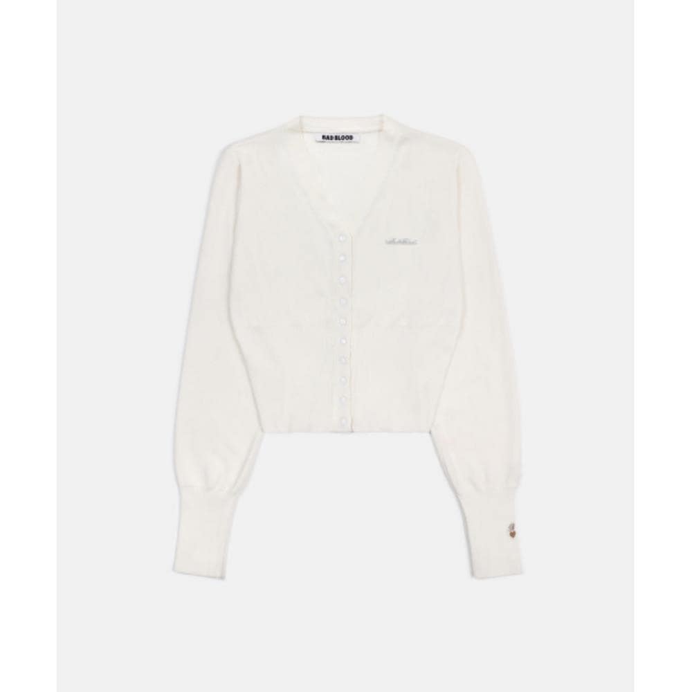 BADBLOOD Pure Classic Button Up V-Neck Cardigan White w