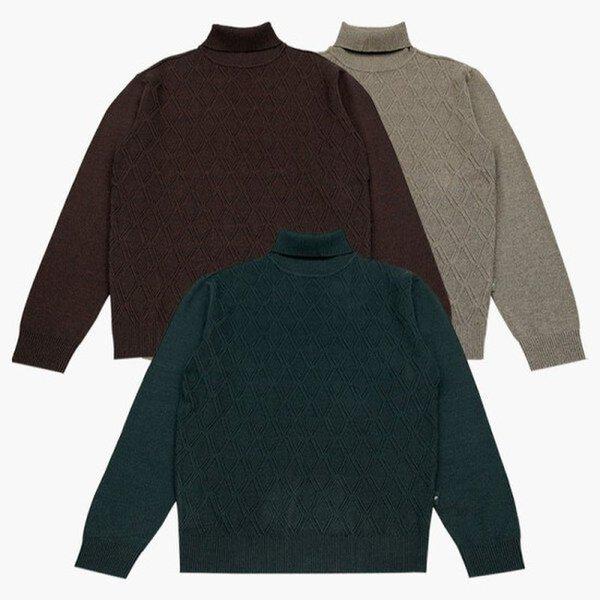 変形アーガイル組織タートルネックニット PPKR4302_DG